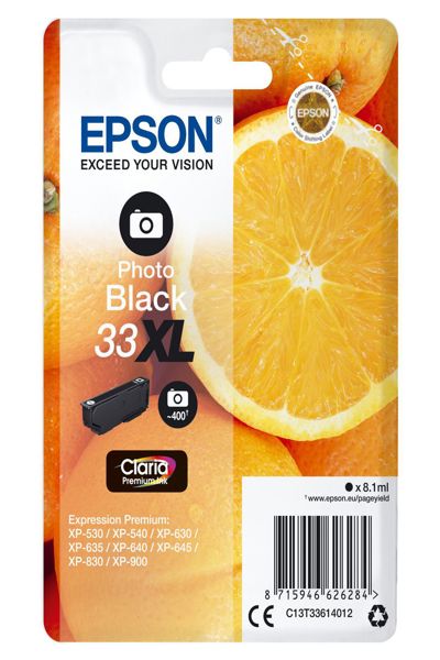 Encre Epson Oranges Singlepack Photo Black 33XL Claria Premium - Rendement élevé (XL) - Encre à base de colorants - 8,1 ml - 650 pages - 1 pièce(s)