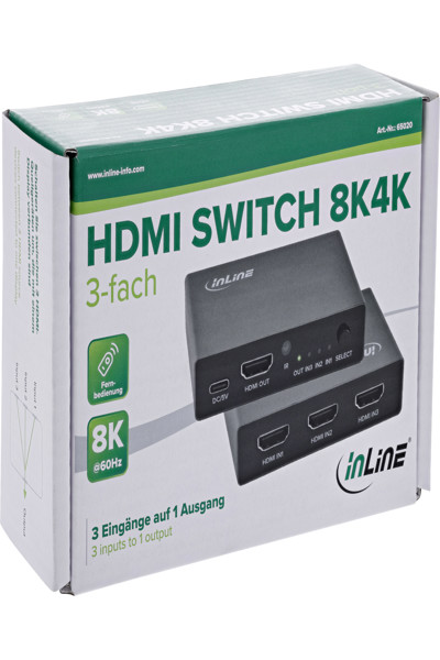 Commutateur HDMI en ligne - 3 ports - 8K4K@60Hz - HDCP 2.3