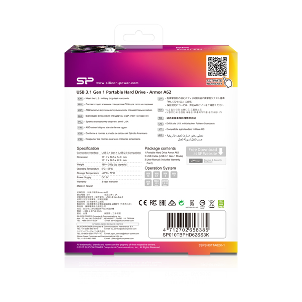 Silicon Power Armor A62 - Hard disk 1 TB - SP010TBPHD62SS3K