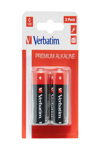 Verbatim-batterier 2 x C - alkaliska - 49922