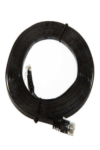 Câble patch plat ultra-fin InLine U/UTP Cat.6 Gigabit compatible noir 10 m