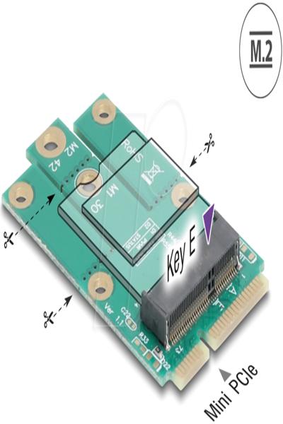 Delock 64338 - Adapter Mini PCIe Stecker> M.2 Key E Slot - 64338