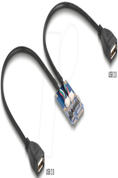 Delock Mini PCIe Adapter full size zu 2xUSB 2.0 Typ-A Buchse - Adapter - Digital - 64346