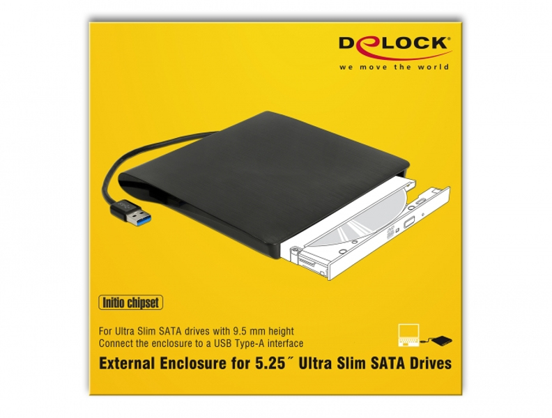 Delock (5.25") External Enclosure Ultra Slim SATA > USB3.0 - 42603