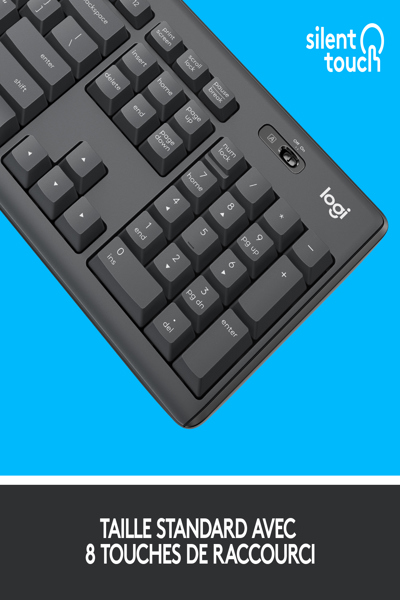 Logitech MK295 Silent Wireless Combo - Full-size (100%) - Wireless - RF Wireless - AZERTY - Graphite - Mouse included - 920-009803