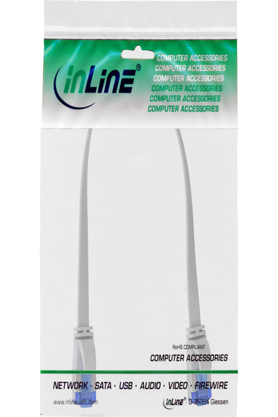Câble patch plat InLine - U/FTP - Cat.6A - TPE sans halogène - blanc - 0,25 m