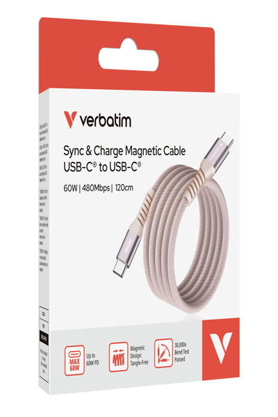 Verbatim Sync&Charge 60W USB-C/USB-C Magnetic pink 31853 - Cable - Digital - 31853
