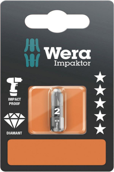 Embout cruciforme Wera 855/1 IMP DC SB SiS 05073921001 PZ 2 en acier à outils