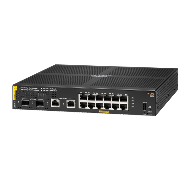JL679A HPE Aruba 6100 12G Class4 PoE 2G/2SFP+ 139W Switch - JL679A#ABB