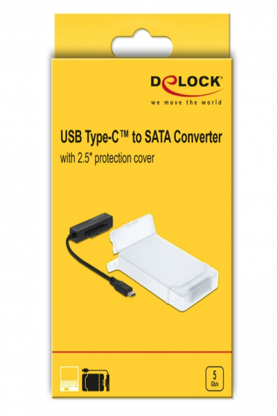 Delock USB Typ-C till SATA-omvandlare med 2,5" skyddshölje - 64084