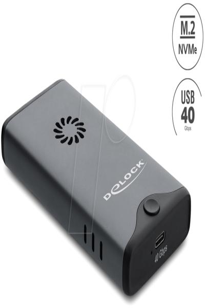 Delock USB Type-C 40 Gbps Housing for 1 x M.2 NVMe PCIe SSD with Fan - Cable - Digital - 42034