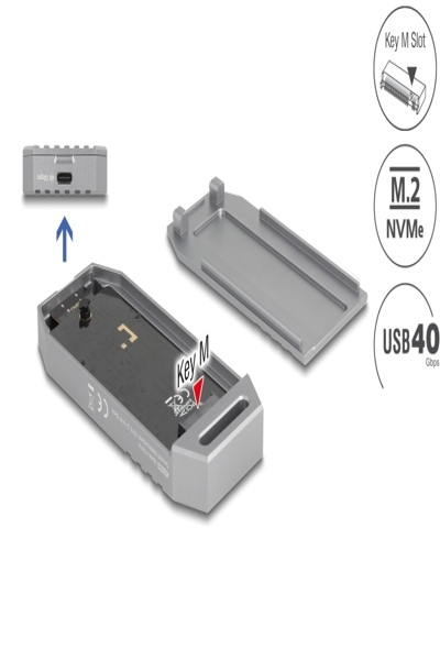 Delock M.2 NVMe SSD GehÃƒÂ¤use USB 40 Gbps - werkzeugfrei - Case - USB Typ C - 42033
