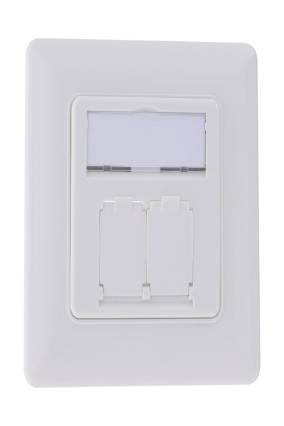 Cadre en ligne pour insert 2x RJ45 Bu/LSA - Keystone SNAP-In - blanc RAL9010