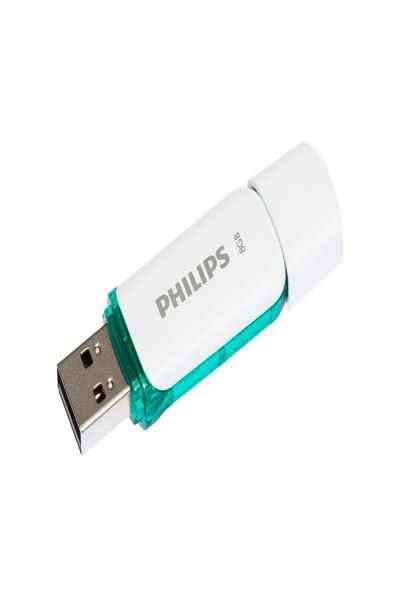 Philips USB Flash Drive FM08FD70B/10 - 8 GB - USB Type-A - 2.0 - Cap - Green - White - FM08FD70B/10