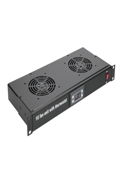 Extralink 1U 19" fan panel with 2 fans and thermostat - EX.19089
