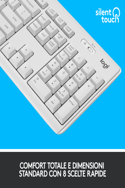 Logitech MK295 Silent Wireless Combo - Full-size (100%) - Wired - USB - QWERTY - White - Mouse included - 920-009821