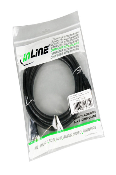 Câble HDMI haute vitesse en ligne avec Ethernet - M/M - noir - contacts dorés - 3 m