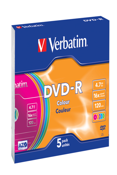 Verbatim Colours - 5 x DVD-R - 4.7 GB 16x - 43557