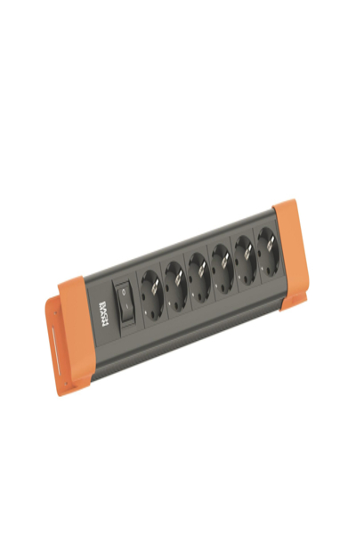 Bachmann CONNECTUS 6xCEE7/3 1xSchalter 2.0m CEE7/7 Schwarz/Orange