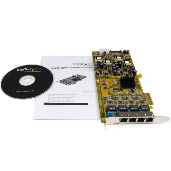 StarTech 4 Port Gigabit Power over Ethernet PCIe Network Card - PSE / PoE PCI Express NIC - Internal - Wired - PCI Express - Ethernet - 2000 Mbit/s - ST4000PEXPSE