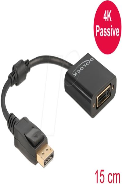 Delock Adapterkabel - DisplayPort (hane) till DVI-I (hona) - 61023