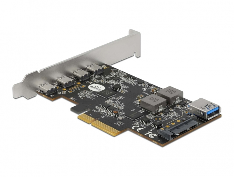 Delock PCIe x4-kort till 4 x USB Type-C + 1 x USB Type-A - 90059