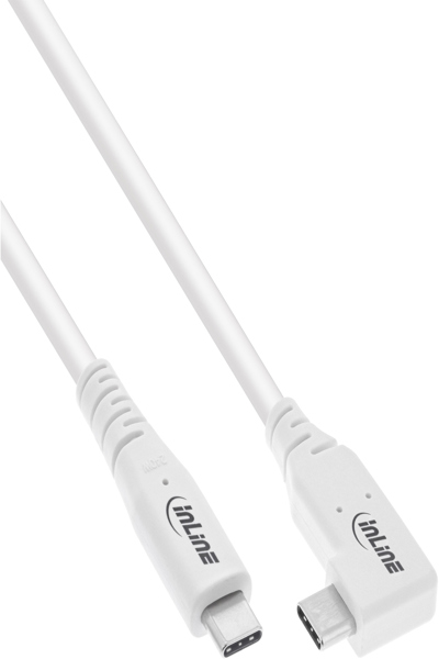 Câble USB-C coudé InLine USB4 PD 240 W 1,5 m Blanc