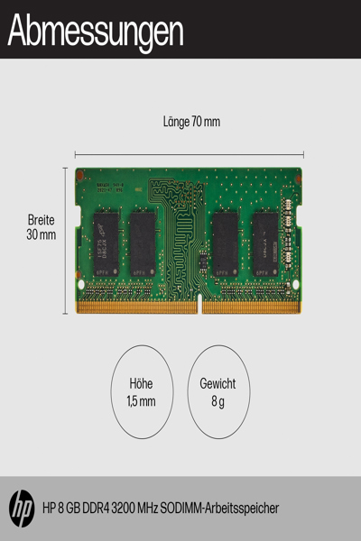 HP 8GB 3200 SODIMM Memory: DDR4 - 8C4X8AA