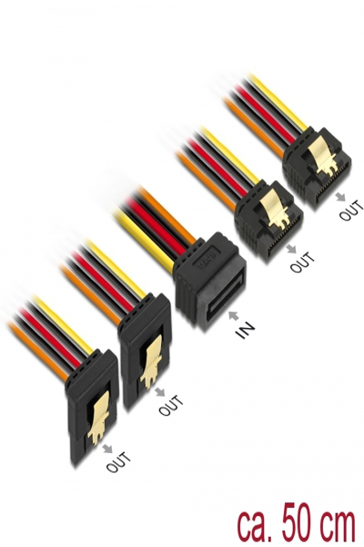 Delock Power splitter - SATA power (P) latched to SATA power (R) metal clip - 60152