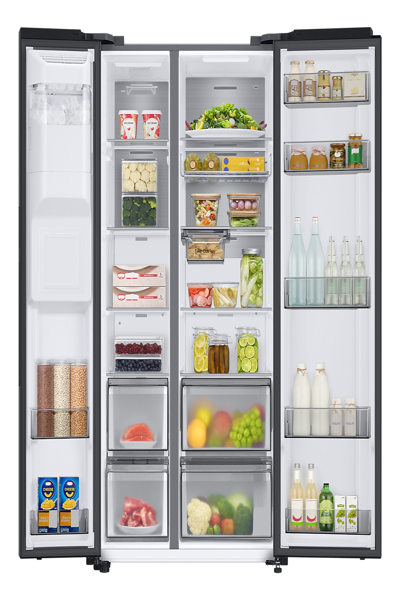 Samsung RS6GCG885DB1, Freestanding, American door, Black, LED, Inside, Left/right