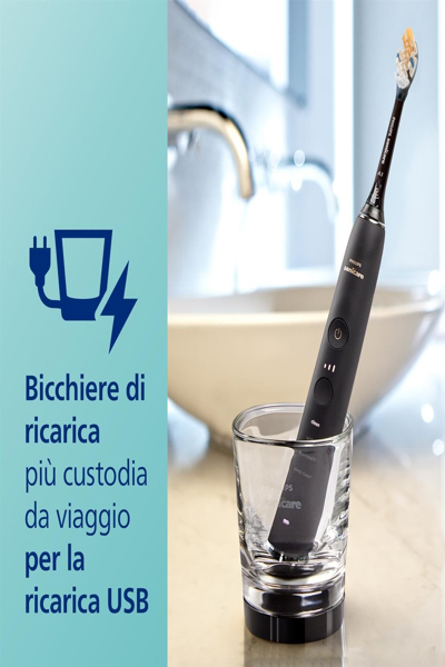Philips DiamondClean Smart HX9917/89 Sonic electric toothbrush + 2 accessories and app - Adult - Sonic toothbrush - Daily care - Deep clean - Whitening - Gum care - Sensitive - 62000 movements per minute - Black - 2 min