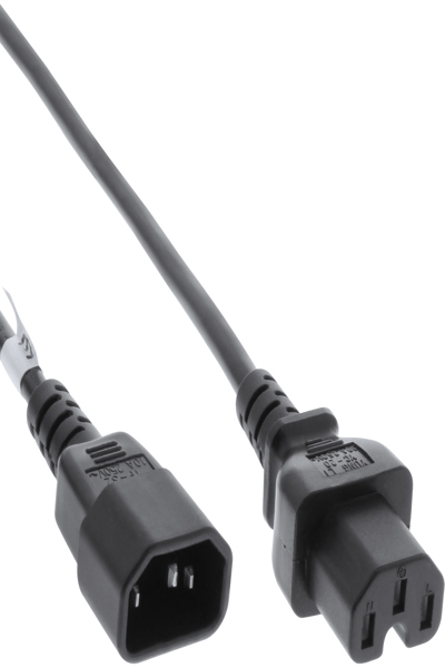 Rallonge de câble d'alimentation InLine C15 droit vers prise C14 (3 m), 20 pièces, en vrac