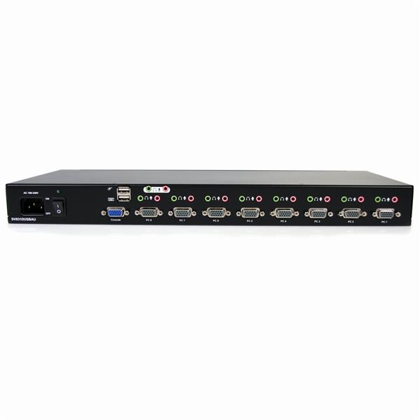StarTech 8 Port Rackmount USB VGA KVM Switch w/ Audio (Audio Cables Included) - 1920 x 1440 pixels - Rack mounting - 48 W - 1U - Black - SV831DUSBAU