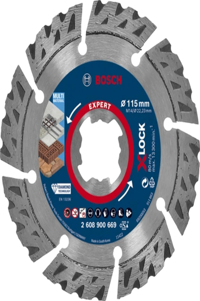 Bosch EXPERT MULTIMATERIAL X-LOCK - Cutting disc - Brick - Stone - Concrete - Hard concrete - Bosch - 2.22 cm - 11.5 cm - 2.4 mm