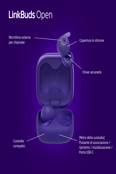 Sony LinkBuds Open WFL910V trådlösa hörlurar violett - WFL910V