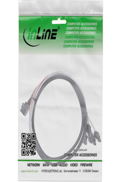 Câble InLine Mini SAS HD SFF-8643 vers 4x SATA 1 m