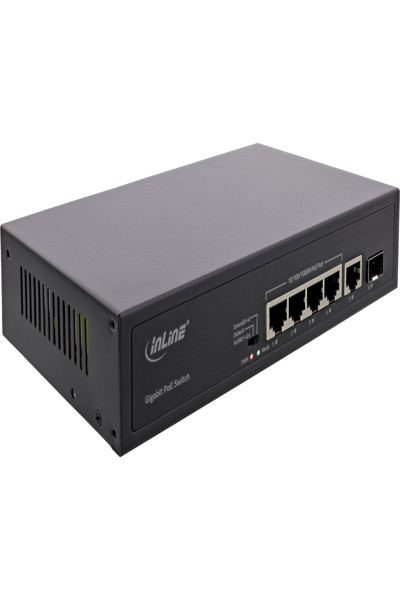 Commutateur réseau Gigabit InLine PoE+ 5 ports (4x PoE+) - 1xSFP - 1 Gbit/s - bureau