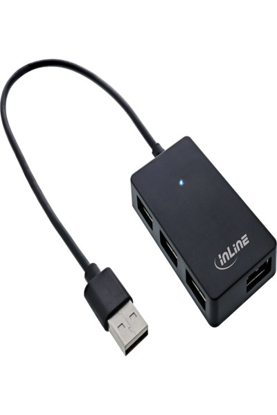 Hub USB 2.0 4 ports InLine - Type-A mâle vers 4x Type-A femelle - noir - 30 cm