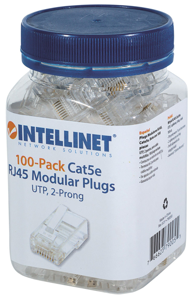 INTELLINET 100-Pack Cat5e RJ45 Pluggar UTP - 790055