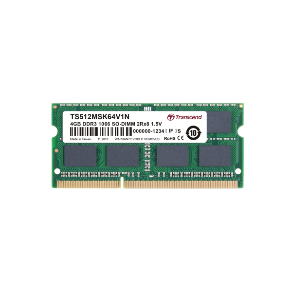 Transcend DDR3-1066 SO-DIMM 4GB - 4 GB - 2 x 8 GB - TS512MSK64V1N