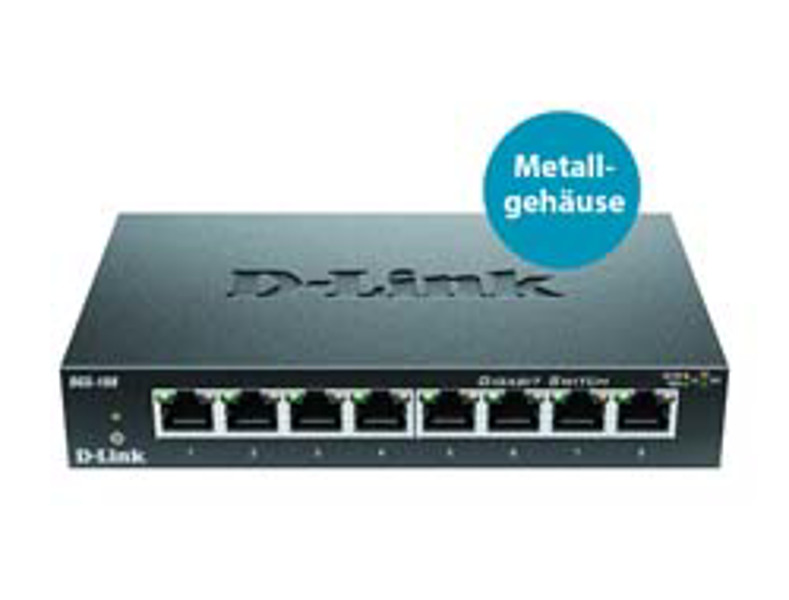 D-Link DGS-108 8-Port Layer 2 unmanaged Gigabit Switch - DGS-108/E