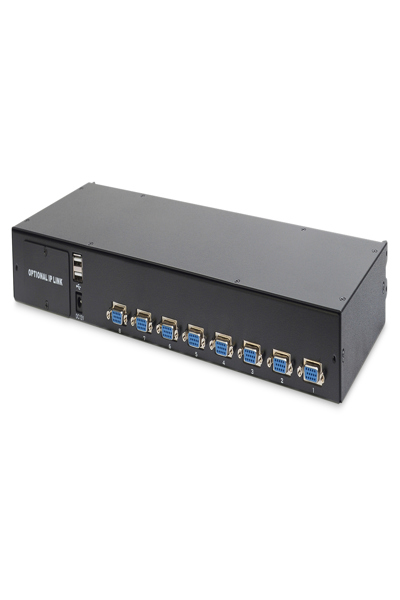 DIGITUS 17" LCD KVM Console, 8-Port VGA, US Keyboard - DS-72210-2US