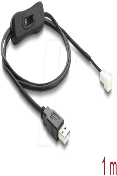 Delock Fan Cable USB 2.0 Type-A Plug to 2 Pins Occupied Fan Connector Plug - Digital - 1 m - 91233