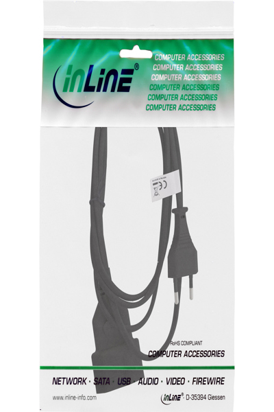 Câble d'alimentation InLine 16686S Euro mâle/femelle 0,5 m