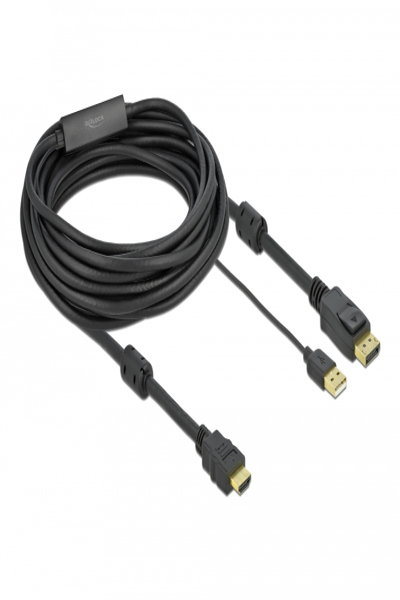 Delock Video-/ljudkabel - HDMI, USB (endast ström) hane till DisplayPort hane - 85967