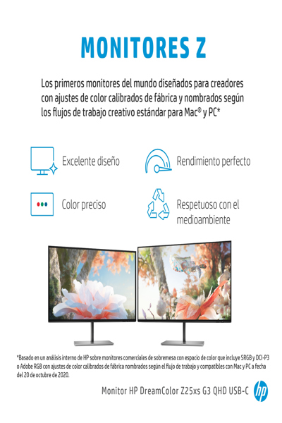 HP Z25xs G3 QHD USB-C DreamColor Display: 25-inch, 2560x1440 - 1A9C9AA#UUZ