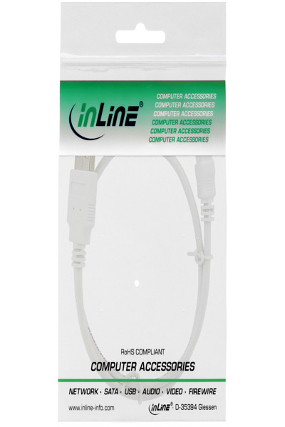 Câble mini USB 2.0 InLine 5 broches 1 m Blanc