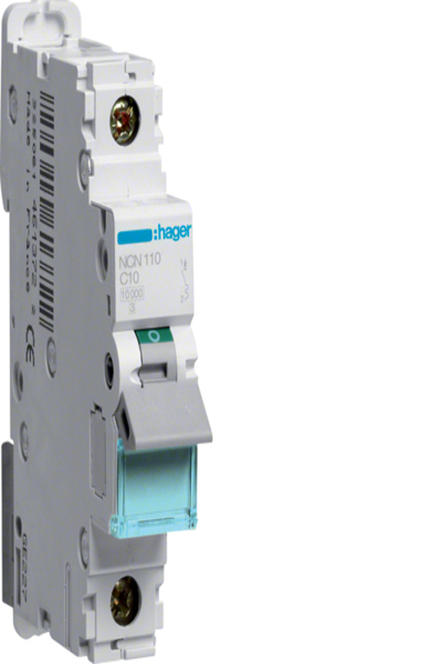 Hager NCN110 Circuit Breaker 1-pole C-10A 10kA