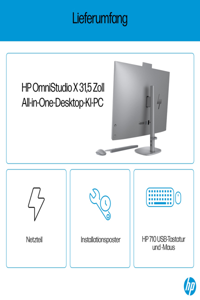 HP OmniStudio X All-in-One 32-c0177ng Desktop PC: 31.5-inch 4K UHD, Intel Core Ultra 7 - AM2D1EA