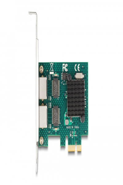 Delock PCI Express x1-kort till 2 x RJ45 Gigabit LAN BCM, PCIe, RJ-45, Hona, PCIe 2.0, Grå, PC - 88205